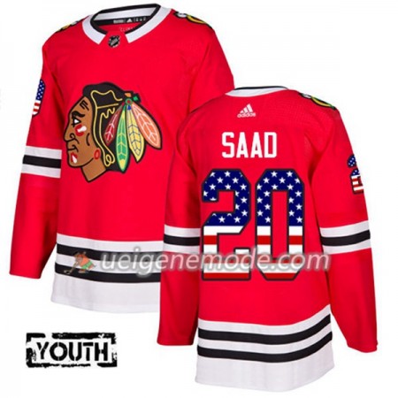 Kinder Eishockey Chicago Blackhawks Trikot Brandon Saad 20 Adidas 2017-2018 Rot USA Flag Fashion Authentic